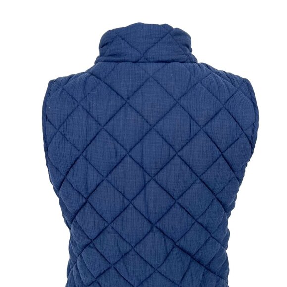 Market & Spruce Diamond Quilted Sleeveless Vest Navy Blue Size Medium NWT - Picture 5 of 11